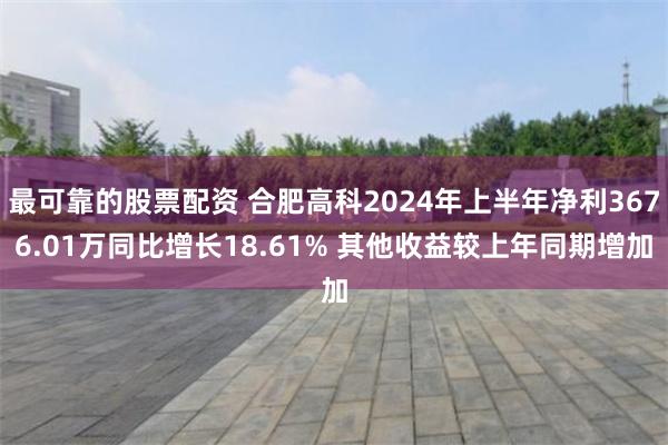 最可靠的股票配资 合肥高科2024年上半年净利3676.01万同比增长18.61% 其他收益较上年同期增加